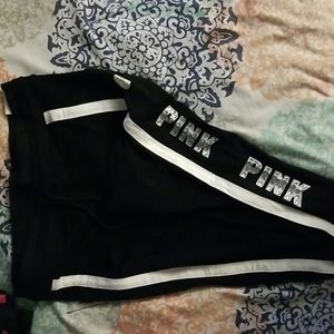 Pink BLING campus leggings Sz Lg
